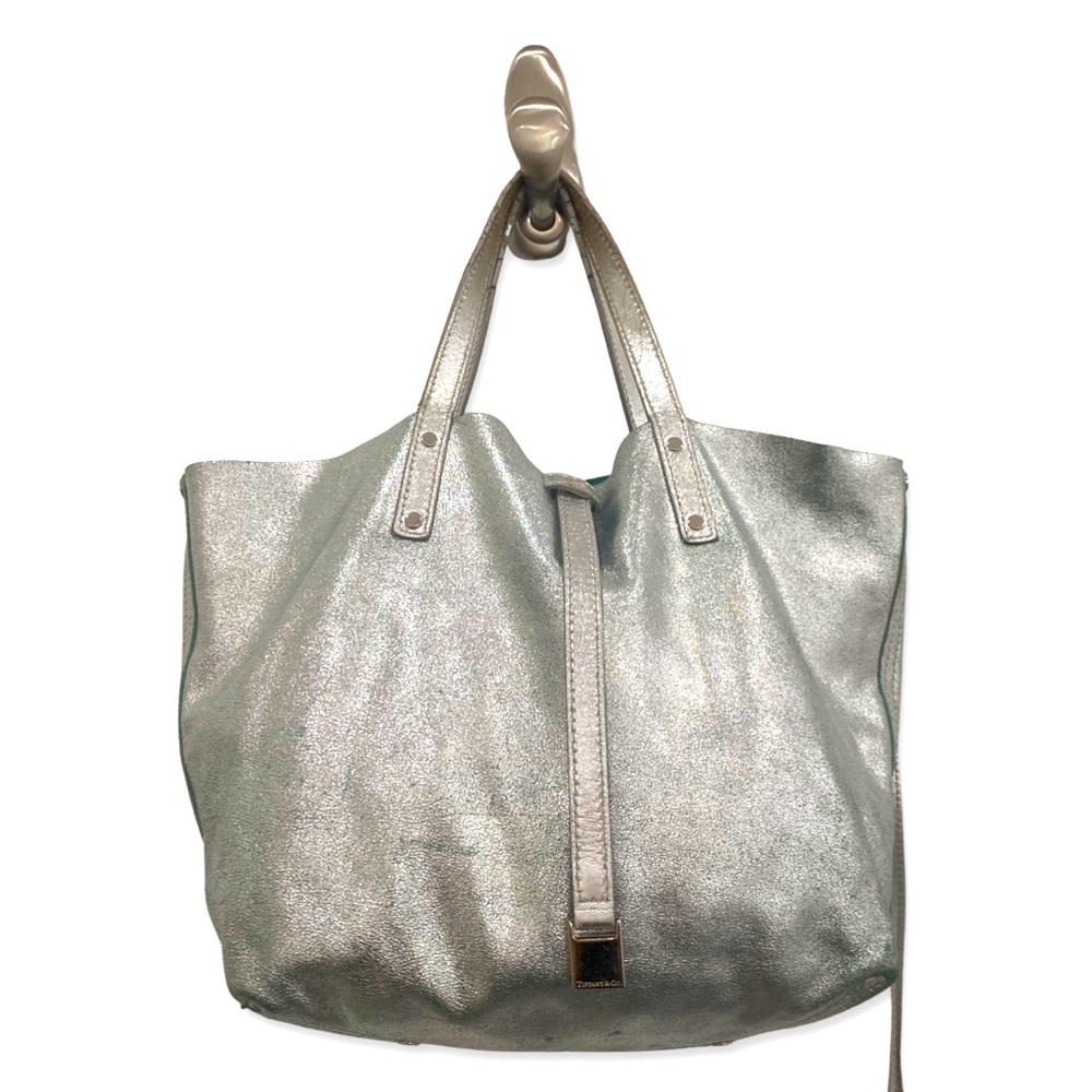 Tiffany & Co. Silver Reversible Leather Handbag Tote